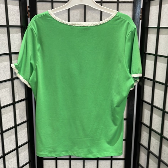 Green & White Short Sleeve Top by Cydney Mar, SZ XL - Picture 5 of 5